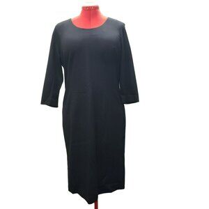 Chicos Black 3/4 Sleeve Knee-Length Sheath Dress ,Size 2 Large, Back Zip